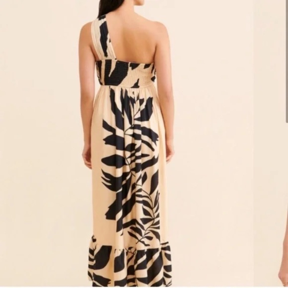 New! Anthropologie LetMeBe Palm Printed One Shoulder Maxi Dress 45477 - Picture 4 of 14